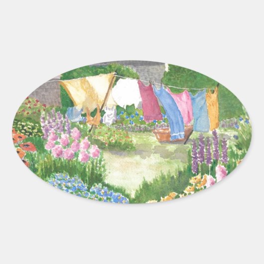 Kathy's was op Monhegan. Ovale Sticker (Voorkant)