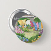 Kathy's wasgoed op Monhegan is Maine Round Button (Voorkant /achterkant)