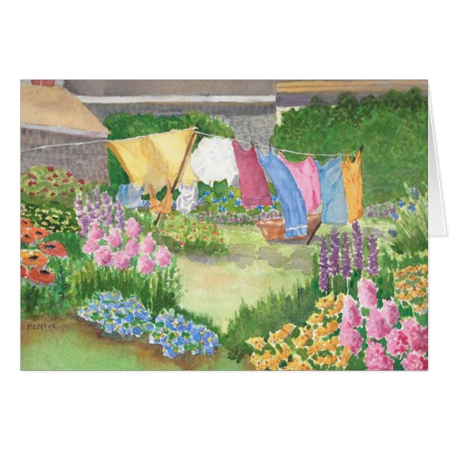 Kathy's wasgoed op Monhegan Island Maine Watercolo (Voorkant Horizontaal)