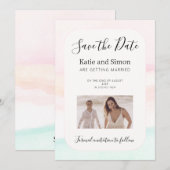 Katie - aquarel pastel Bewaar de trouwdatum Kaart (Voorkant / Achterkant)