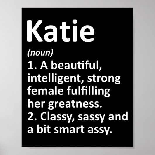 Katie Definitie Gepersonaliseerde Naam Grappig Ker Poster (Voorkant)
