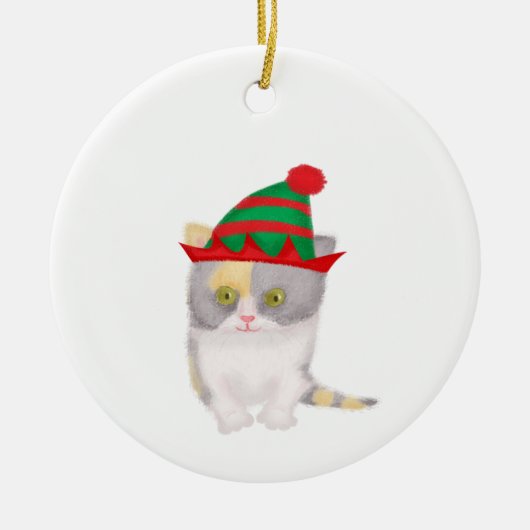 Katie kitten gepersonaliseerde kerstboomversiering keramisch ornament (Voorkant)