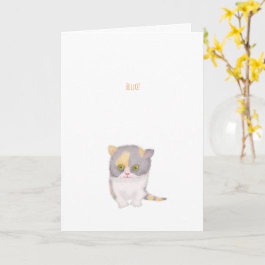 Katie kitten kleine hallo kaart (Gele Bloem)