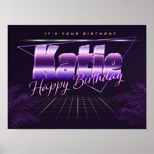 Katie Name Vorname retro Poster Geburtstag (Voorkant)