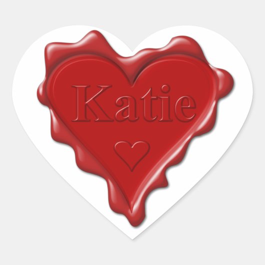Katie. Rode hartwax zegel met naam Katie (Voorkant)