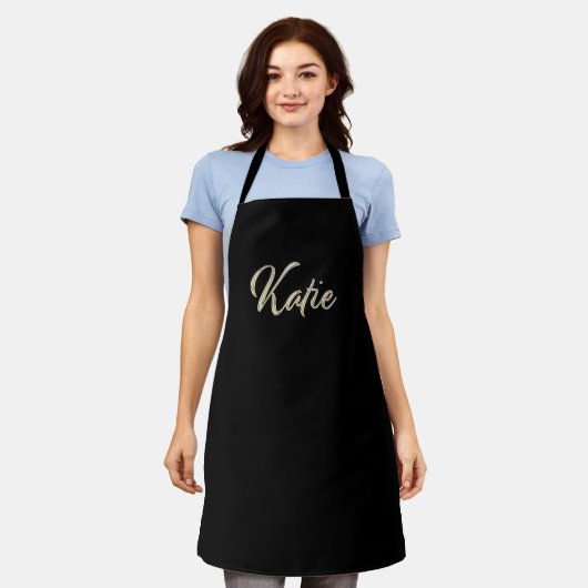 Katie white gold Handwriting Küchenschürze Schort (Gedragen)