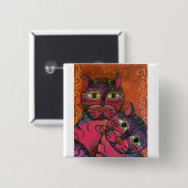KatieKats Vierkante Button 5,1 Cm (Voorkant /achterkant)