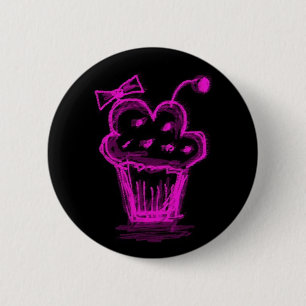 Katiezakje cupcake roze ronde button 5,7 cm