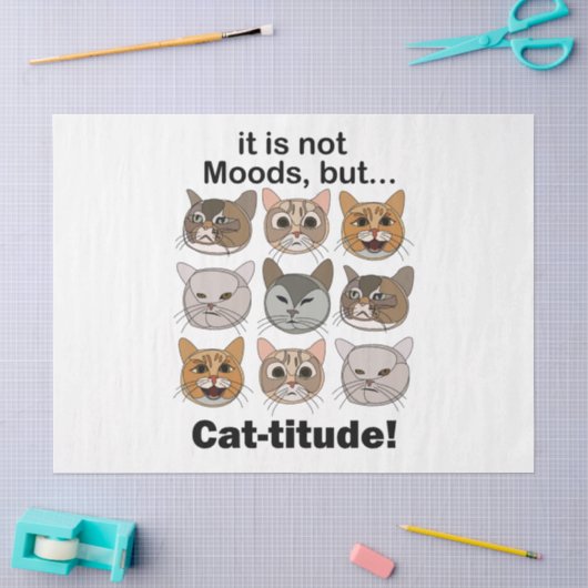 Katitude Kat Humeur Kat Liefhebbers Tissuepapier (Craft)