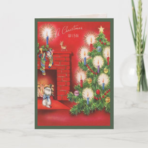 Katje die op de Kaart van de Ochtend van Kerstmis