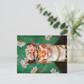 katje Frida met bloemen Briefkaart (Staand voorkant)