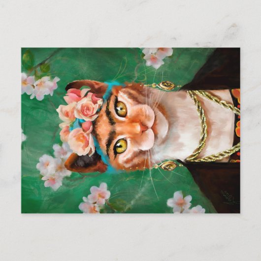 katje Frida met bloemen Briefkaart (Voorkant)