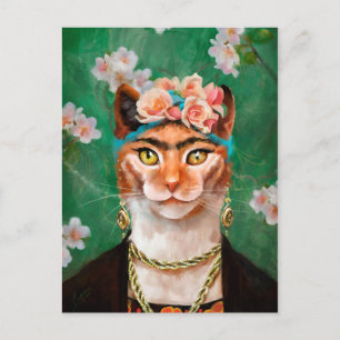 katje Frida met bloemen Briefkaart
