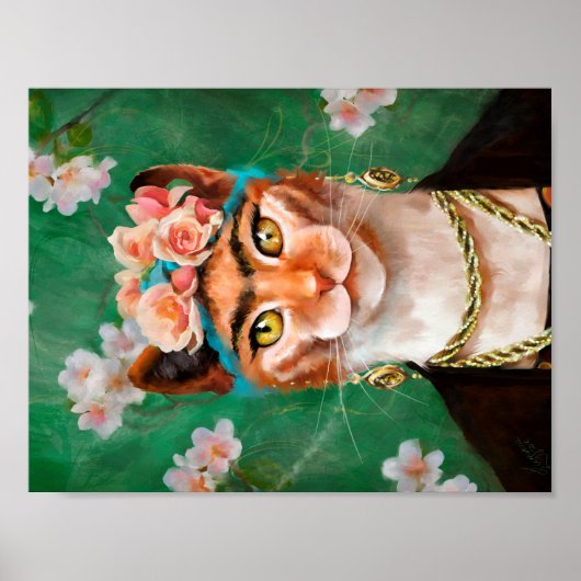 katje Frida met bloemen Poster (Voorkant)