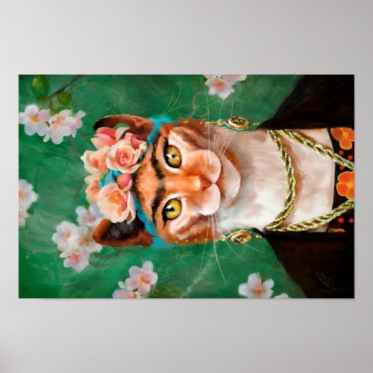 katje Frida met bloemen Poster (Voorkant)