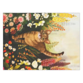  katje in de bloeiende tuinlijke Waterverf Tafelkleed (Voorkant (Horizontaal))