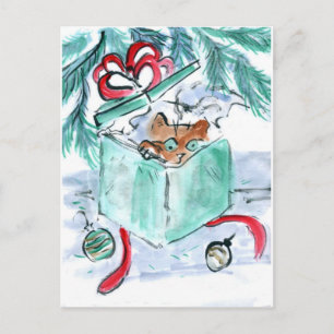 Katje in de Verscheurde Huidige Doos van Kerstmis Feestdagenkaart
