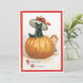  katje in een Pet halloween Kaart (Staand voorkant)