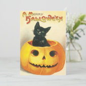 katje in een pompoenuitnodiging kaart (Staand voorkant)