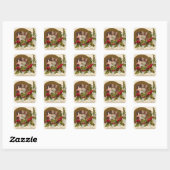Katje Kerst Hulst Winterbes Vierkante Sticker (Vel)