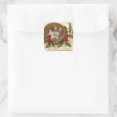 Katje Kerst Hulst Winterbes Vierkante Sticker (Tas)