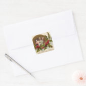 Katje Kerst Hulst Winterbes Vierkante Sticker (Envelop)