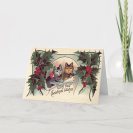 Katje Kerstmis Hulst Feestdagen Kaart