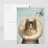  katje met een halsband en butterflies briefkaart (Voorkant / Achterkant)