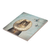 katje met een halsband en butterflies tegeltje (Zijkant)