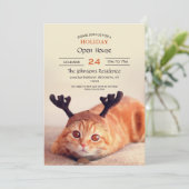 katje met een kerstrendierlijk pet kaart (Staand voorkant)