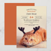 katje met een kerstrendierlijk pet kaart (Voorkant / Achterkant)