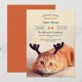 katje met een kerstrendierlijk pet kaart