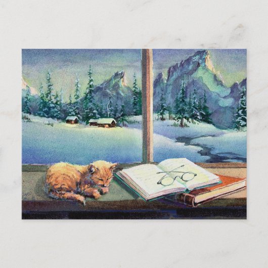 KATJE op de VENSTERBANK door SHARON SHARPE Briefkaart (Voorkant)