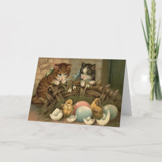 Katje Pasen van de kat kleurde het Geschilderde Feestdagen Kaart (Voorkant)
