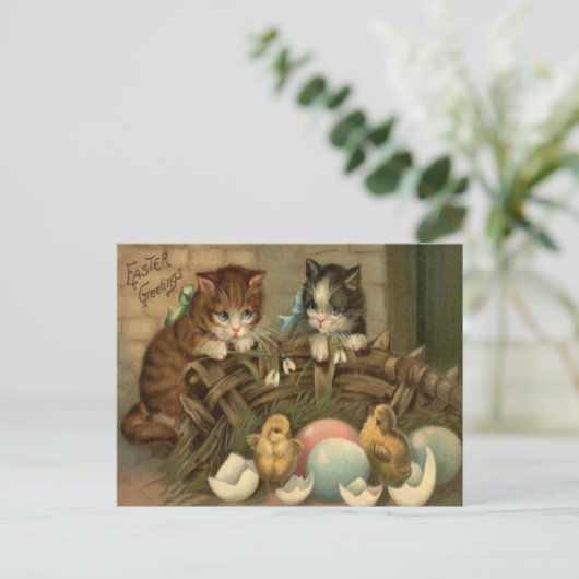 Katje Pasen van de kat kleurde het Geschilderde Feestdagenkaart (Staand voorkant)