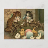 Katje Pasen van de kat kleurde het Geschilderde Feestdagenkaart (Voorkant)