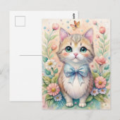 Katje Pastel Lintje Wilde Bloemen  Briefkaart (Voorkant / Achterkant)