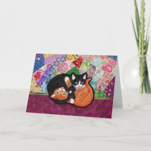 Katjes die op Dekbed spelen -- leeg wenskaart Kaart