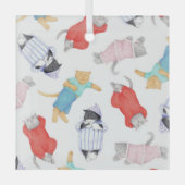 KATJES PYJAMA Glas vierkante kerstbal Ornament (Voorkant)