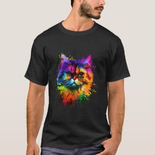 Katlievende Perzen Kleurrijke Verven Spatten T-shirt