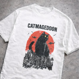 Katmageddon Reus Monsterkat Stad Kaiju Grappig Hui T-shirt