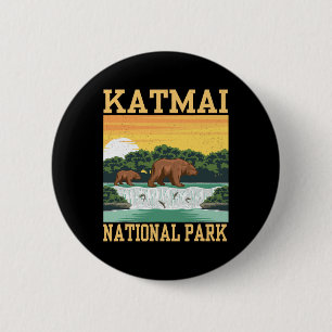 Katmai Nationaal Park Alaska Beer Wandelen Buiten Ronde Button 5,7 Cm