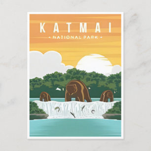 Katmai Nationaal Park Alaska  grizzly beren Briefkaart