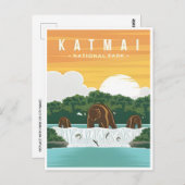 Katmai Nationaal Park Alaska  grizzly beren Briefkaart (Voorkant / Achterkant)