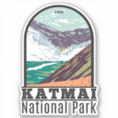 Katmai Nationaal Park Alaska Vintage Sticker (Voorkant)