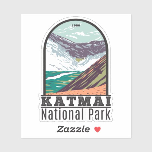Katmai Nationaal Park Alaska Vintage Sticker (Vel)