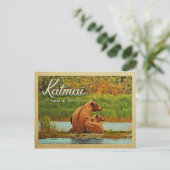 Katmai Nationaal Park Beren Vintage Briefkaart (Staand voorkant)