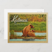 Katmai Nationaal Park Beren Vintage Briefkaart (Voorkant / Achterkant)