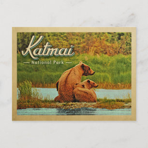 Katmai Nationaal Park Beren Vintage Briefkaart