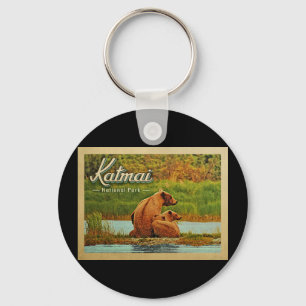 Katmai Nationaal Park Beren Vintage Sleutelhanger
